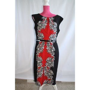 London Times Black Red Sleeveless Dress for Women Size 12